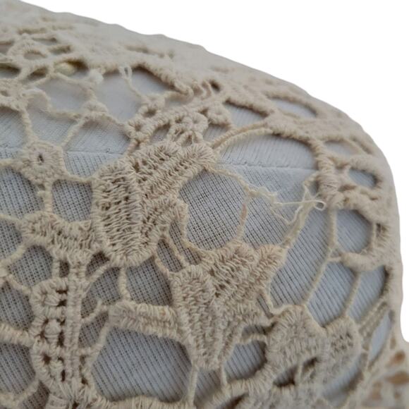 Boho Chic Tunic Blouse Crochet lace Taupe Love Stitch M Cottagecore Whimsy - Picture 7 of 15